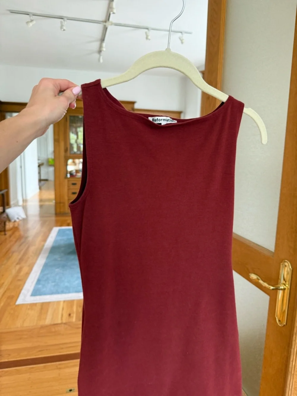 Reformation Sleeveless Burgundy Mini Dress - Picture 5 of 6